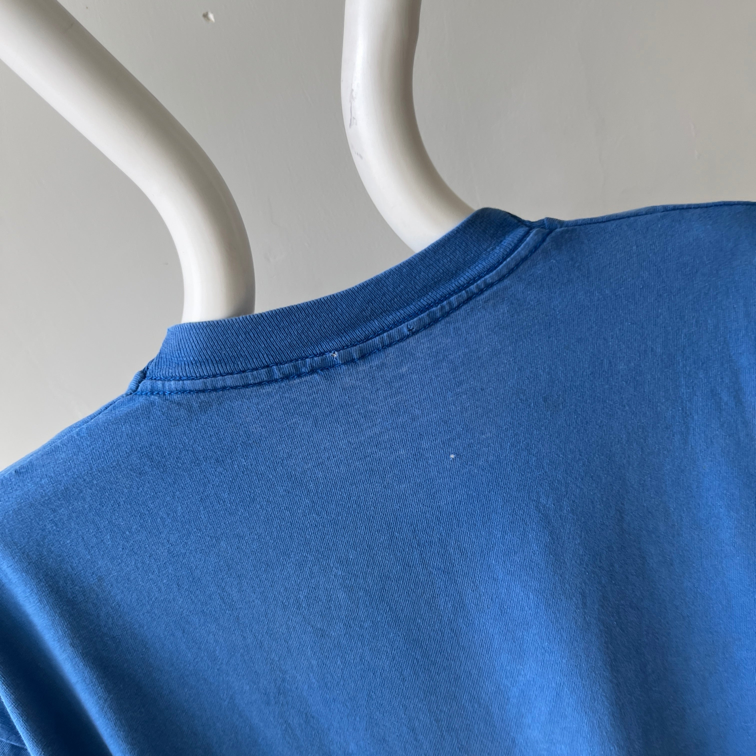 1980s Soft and Slouchy Cotton Dodger (or French) Blue FOTL Pocket T-Shirt