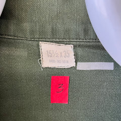 1973 8.5oz Sateen Cotton OG Vietnam OG-107 Military Shirt