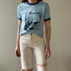 1970s Baby Blue Montreal Quebec Ringer T Shirt