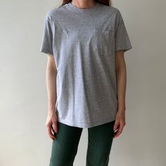 1990s Fruit Of The Loom Grey Blank Pocket T-shirt