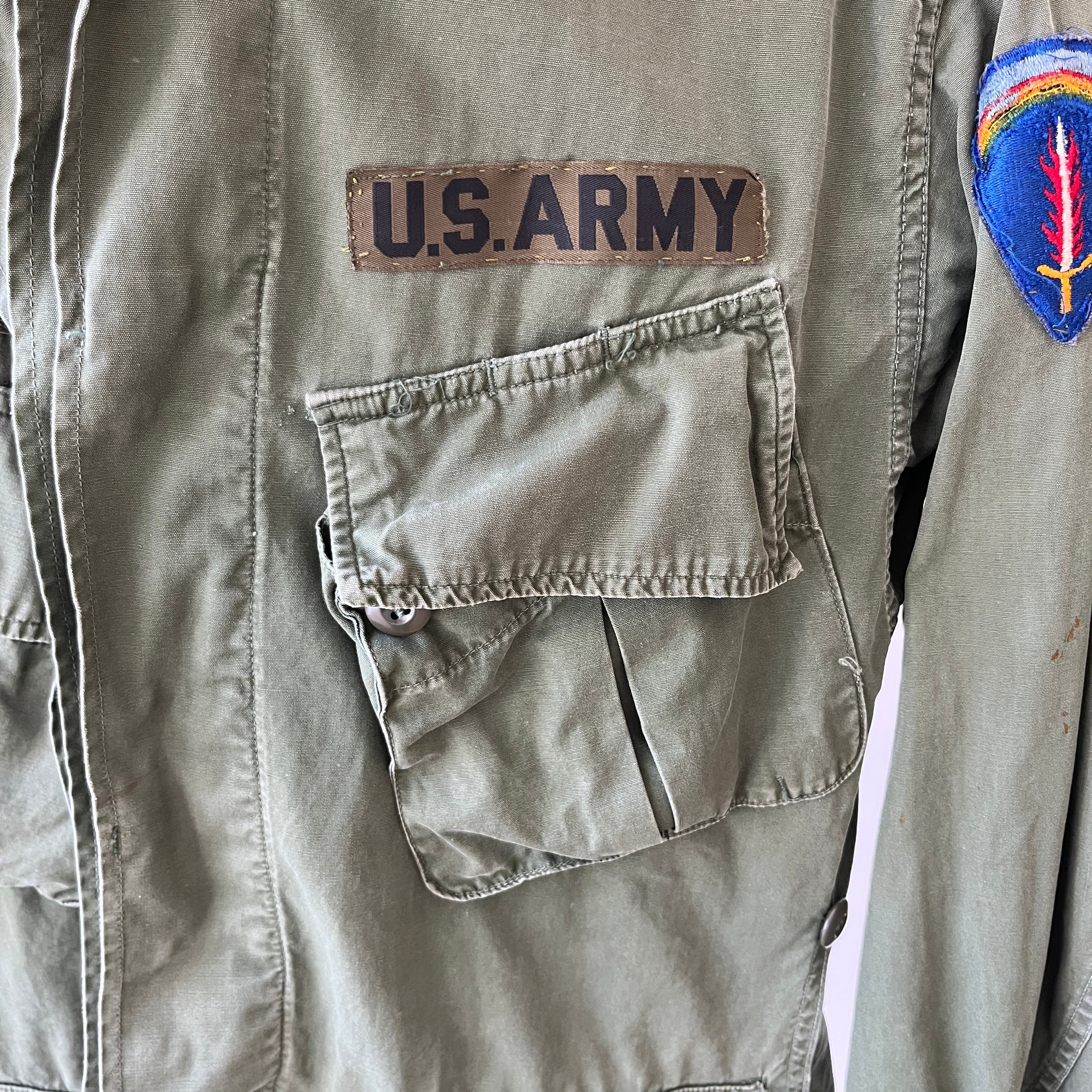 1960s OG-107 Cotton Military Coat with Tapering Buttons on the Backside - Smaller