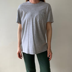 1990s Fruit Of The Loom Grey Blank Pocket T-shirt