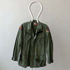 1969 Tattered Torn and Worn with Hand Repaired Button Holes Poplin Cotton Military Jacket