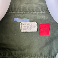 1969 Tattered Torn and Worn with Hand Repaired Button Holes Poplin Cotton Military Jacket