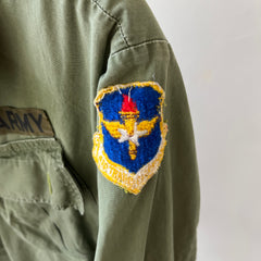 1969 Tattered Torn and Worn with Hand Repaired Button Holes Poplin Cotton Military Jacket