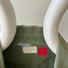 1969 Tattered Torn and Worn with Hand Repaired Button Holes Poplin Cotton Military Jacket