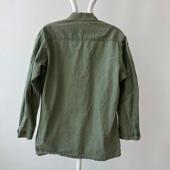 1969 Tattered Torn and Worn with Hand Repaired Button Holes Poplin Cotton Military Jacket