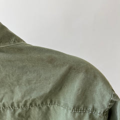 1969 Tattered Torn and Worn with Hand Repaired Button Holes Poplin Cotton Military Jacket