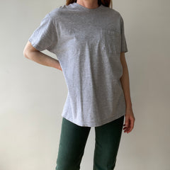 1990s Fruit Of The Loom Grey Blank Pocket T-shirt