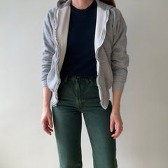 1980s Grey Waffle Lined Zip Up Hoodie