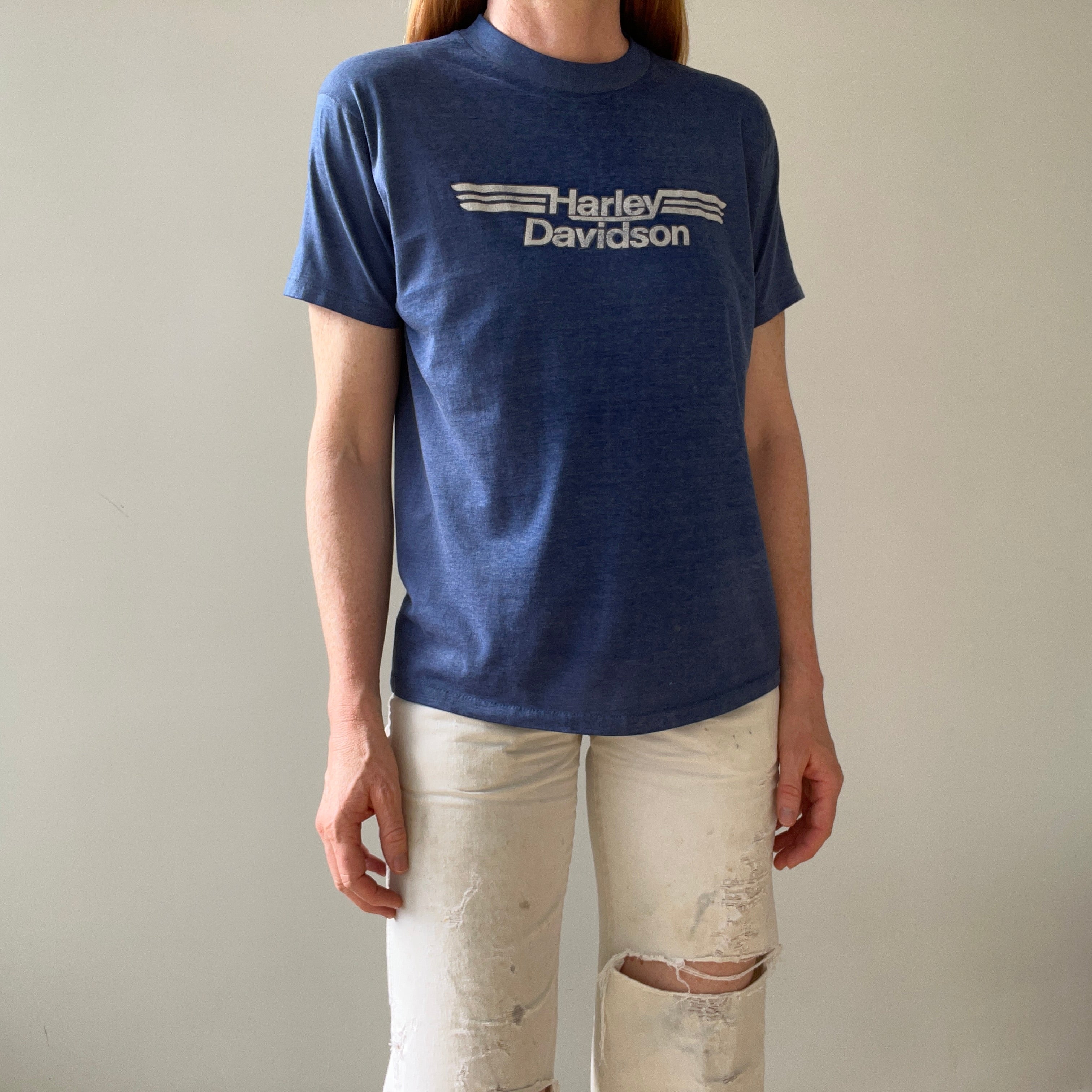 1982 Paper Thin Harley T Shirt Green Bay Wisconsin - GOLD