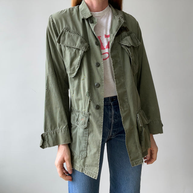 1970s Ripstop Cotton Vietnam Jungle Jacket - Hand Mending and Wear