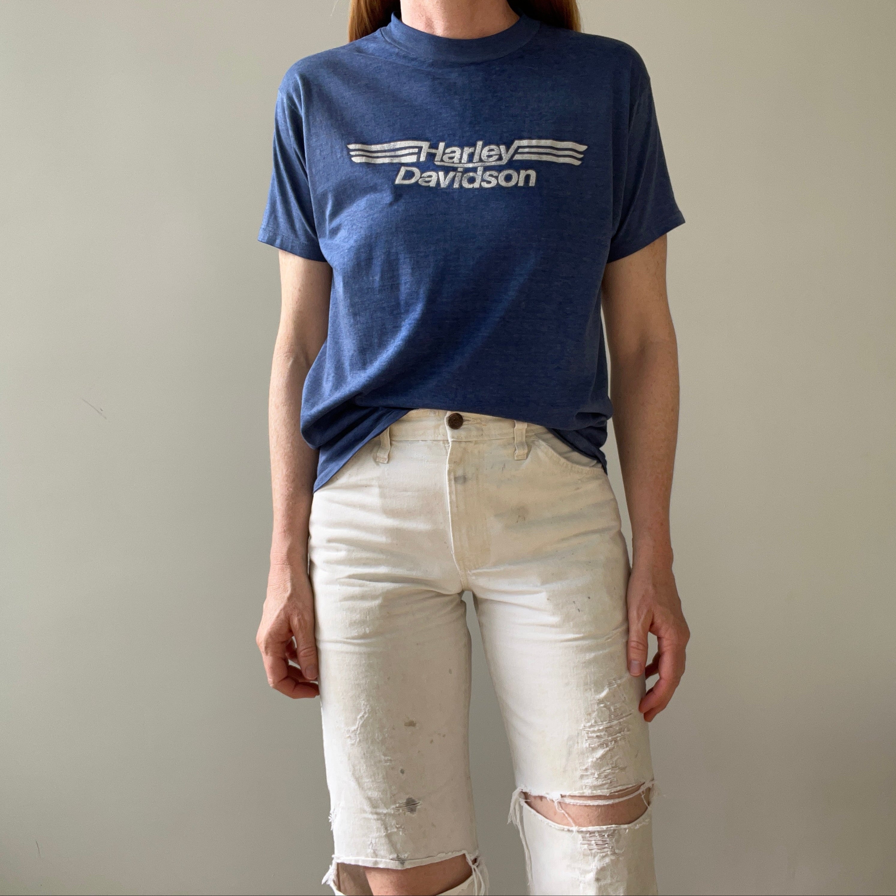 1982 Paper Thin Harley T Shirt Green Bay Wisconsin - GOLD