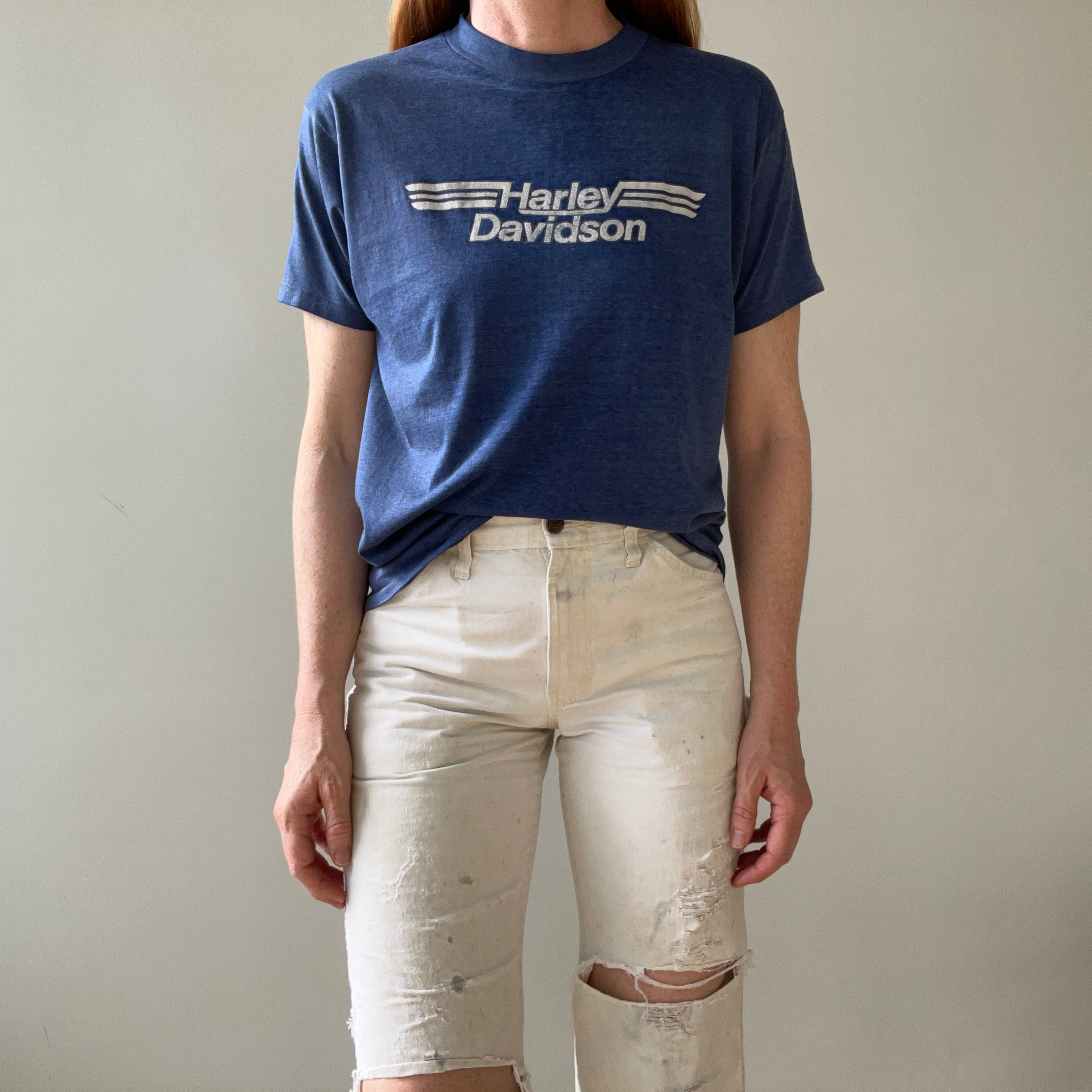 1982 Paper Thin Harley T Shirt Green Bay Wisconsin - GOLD