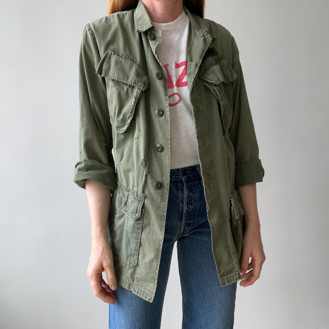 1970s Ripstop Cotton Vietnam Jungle Jacket - Hand Mending and Wear