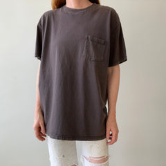 1990s Extremely Faded Black Pocket T-Shirt - Towncraft Alert
