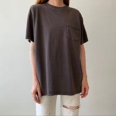 1990s Extremely Faded Black Pocket T-Shirt - Towncraft Alert