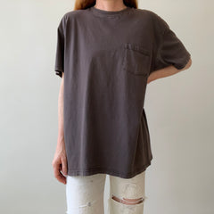 1990s Extremely Faded Black Pocket T-Shirt - Towncraft Alert