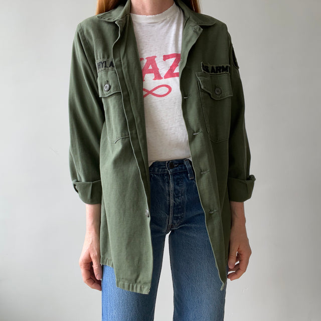 1973 8.5oz Sateen Cotton OG Vietnam OG-107 Military Shirt