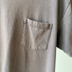 1990s Extremely Faded Black Pocket T-Shirt - Towncraft Alert