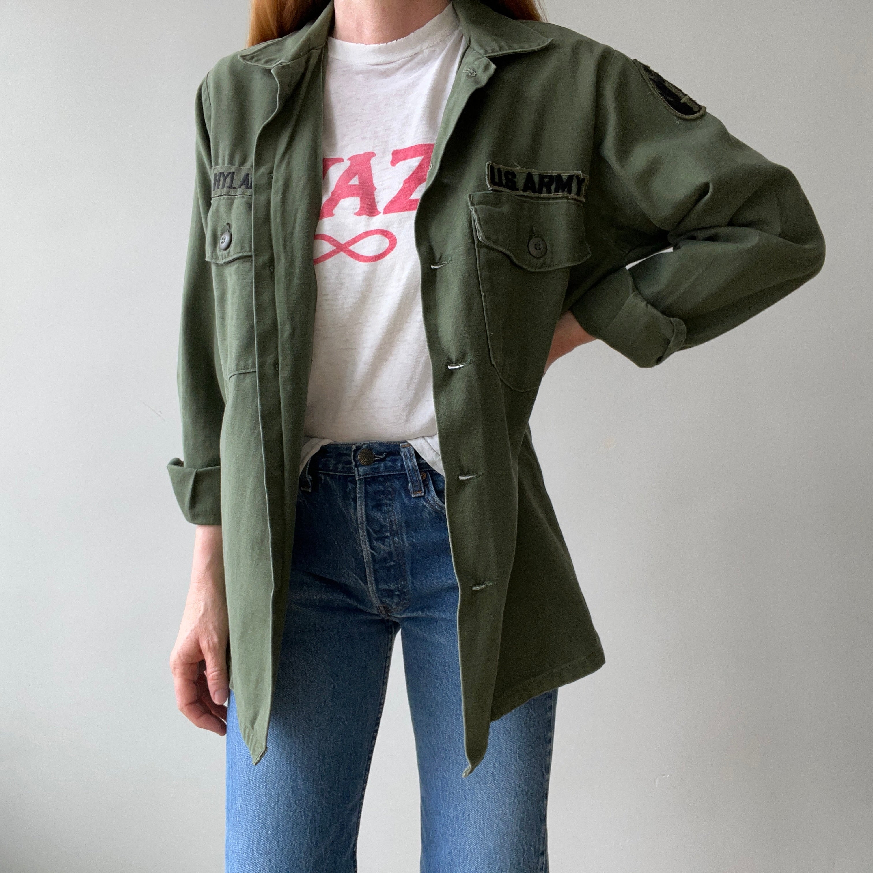 1973 8.5oz Sateen Cotton OG Vietnam OG-107 Military Shirt