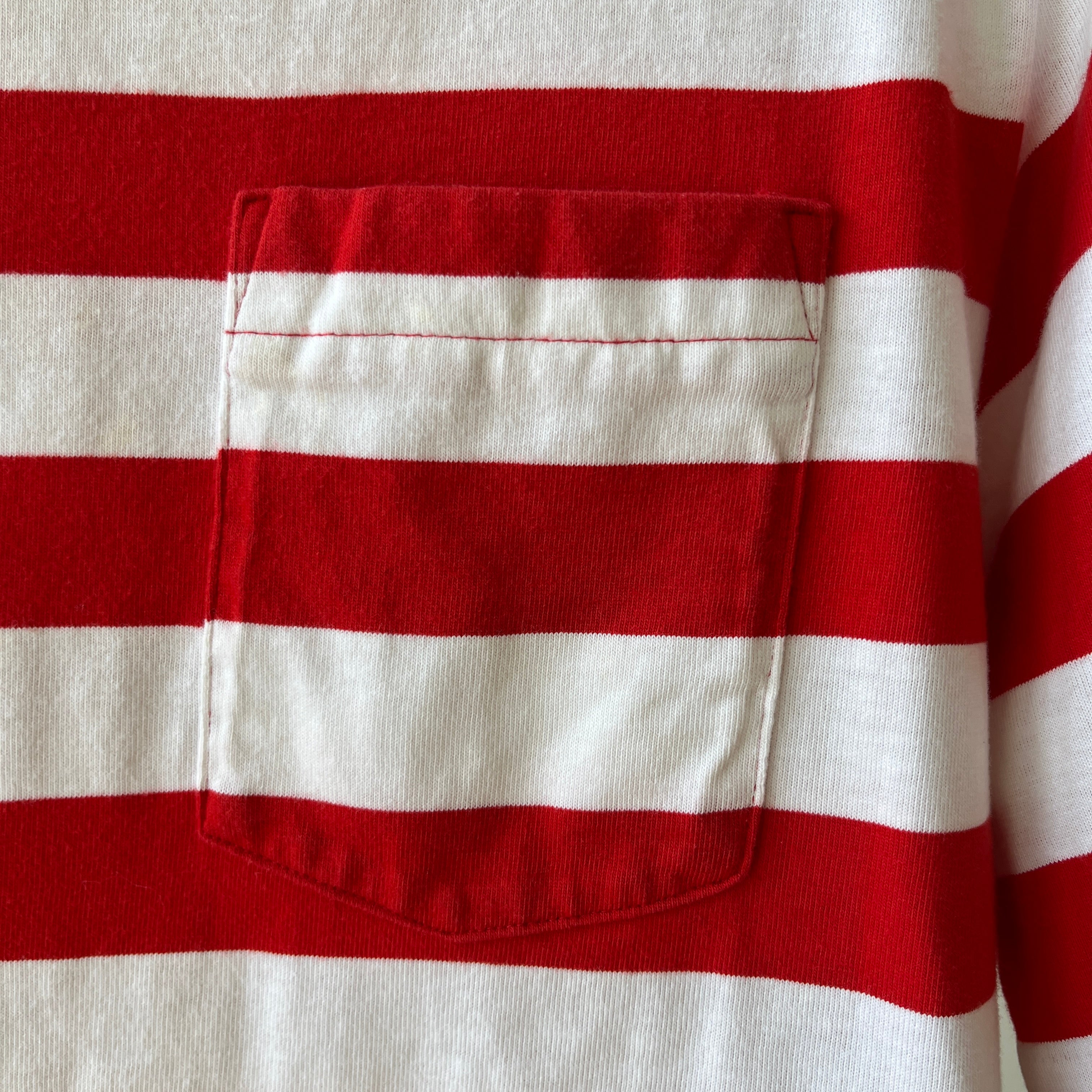 1990s Red and White Striped T-Shirt - USA Land's End Alert!