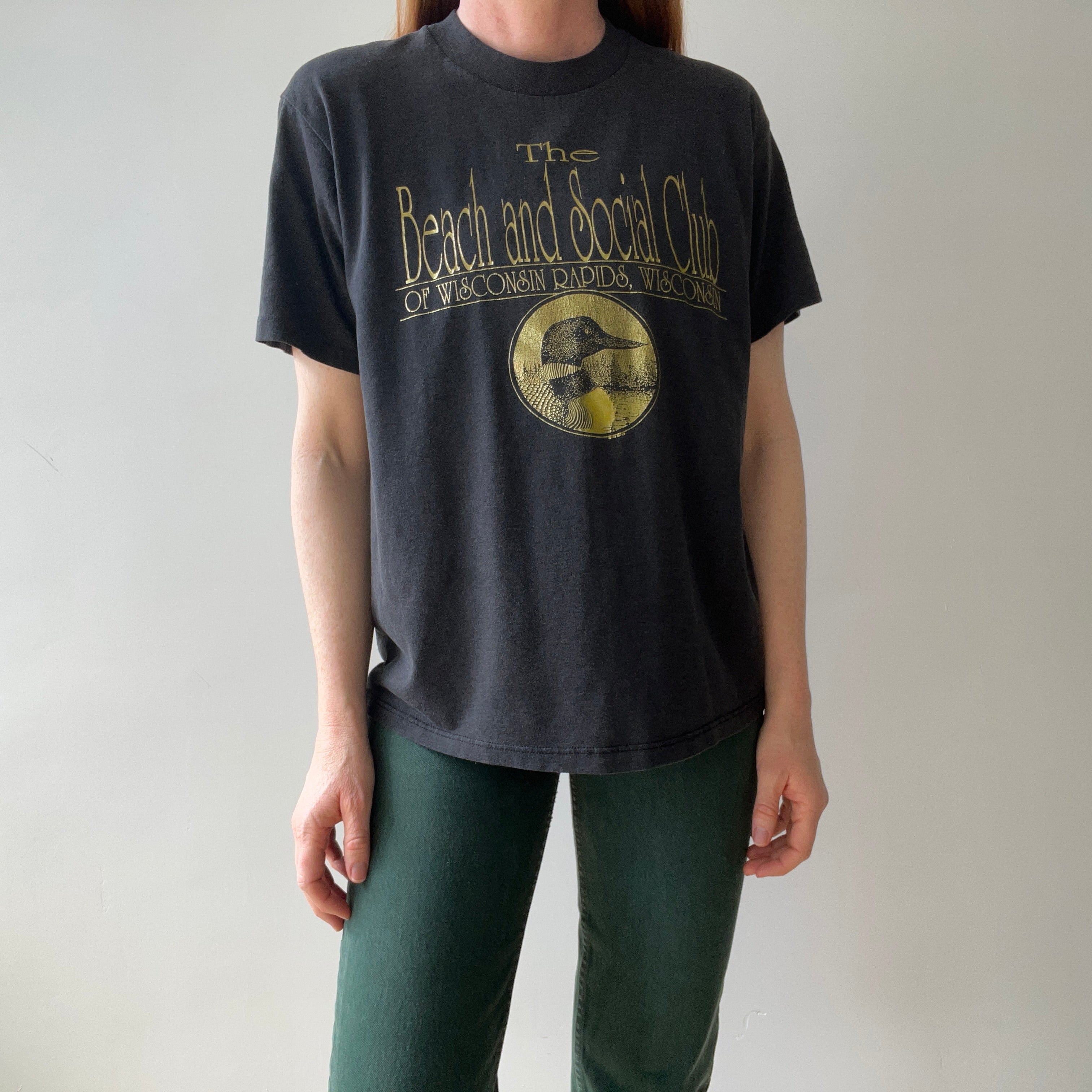 1980s Wisconsin Rapids Beach And Social Club Black T-Shirt