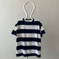 1980s/90s Navy Blue and White Striped T-Shirr