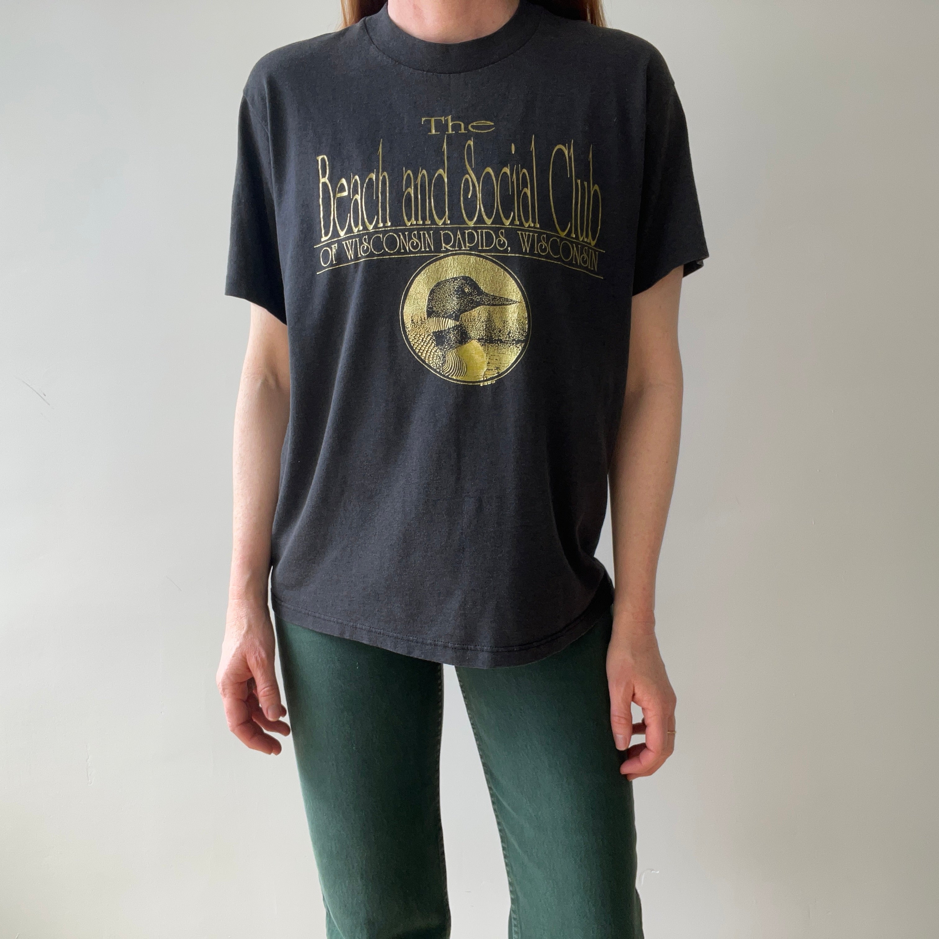 1980s Wisconsin Rapids Beach And Social Club Black T-Shirt