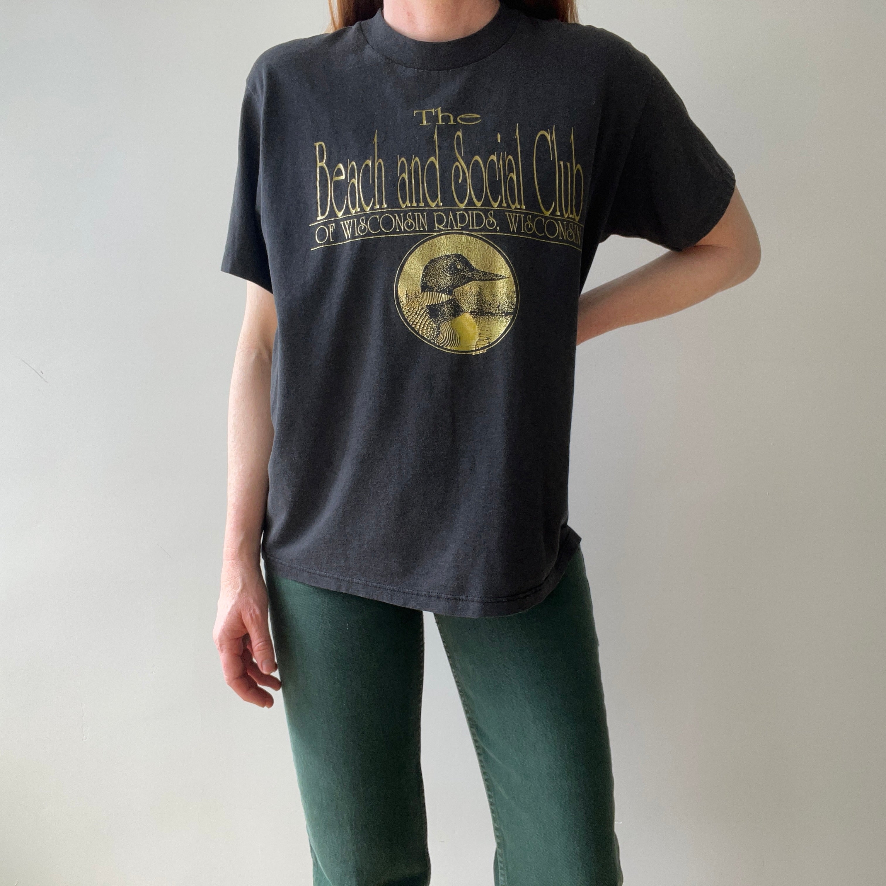 1980s Wisconsin Rapids Beach And Social Club Black T-Shirt