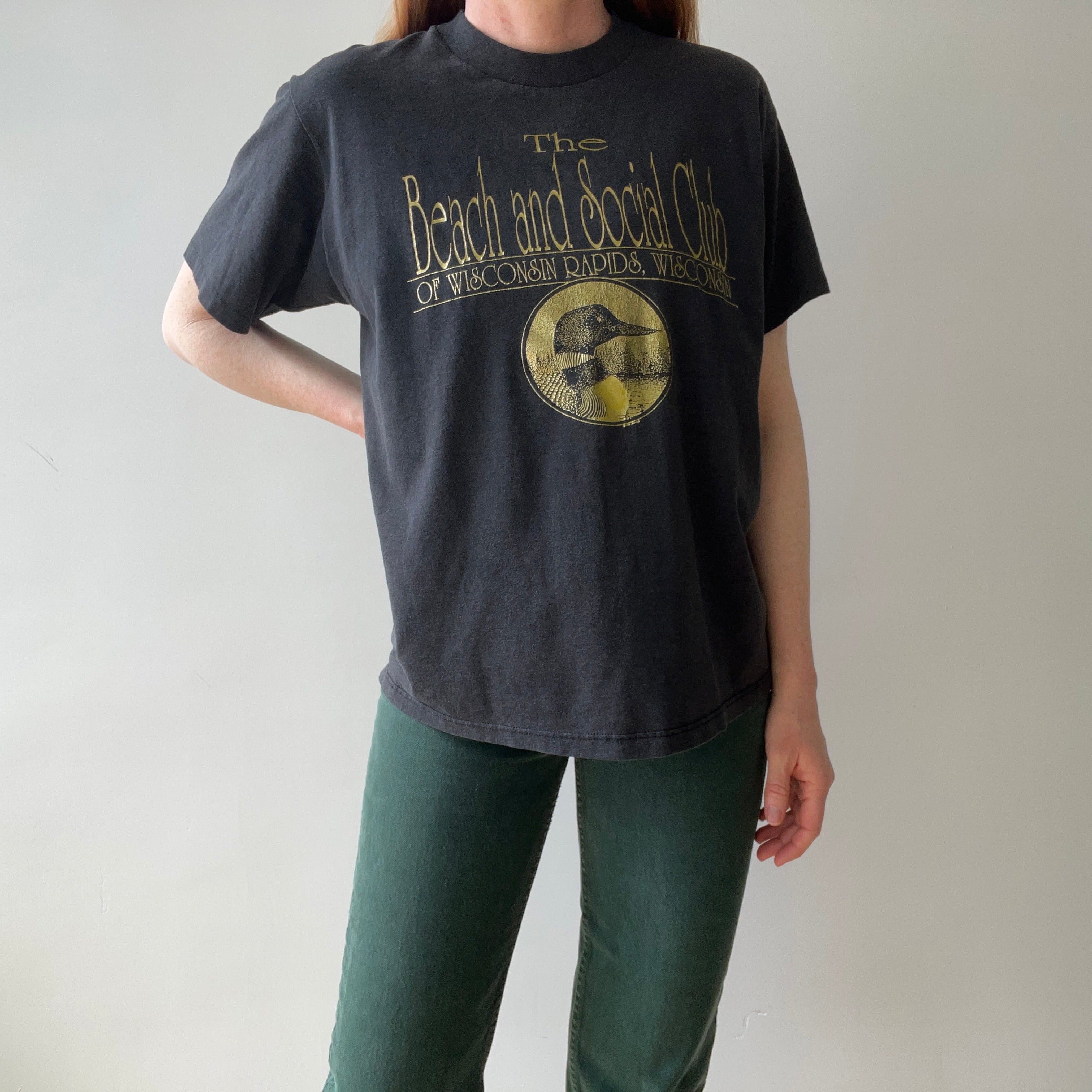 1980s Wisconsin Rapids Beach And Social Club Black T-Shirt
