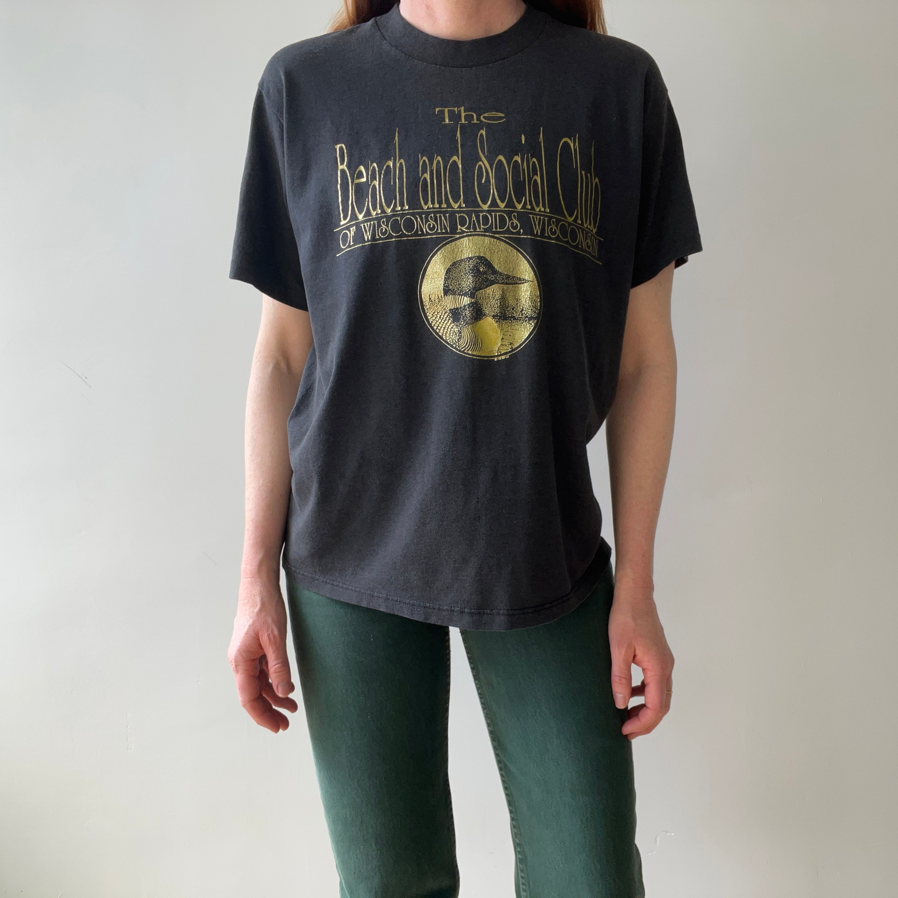 1980s Wisconsin Rapids Beach And Social Club Black T-Shirt