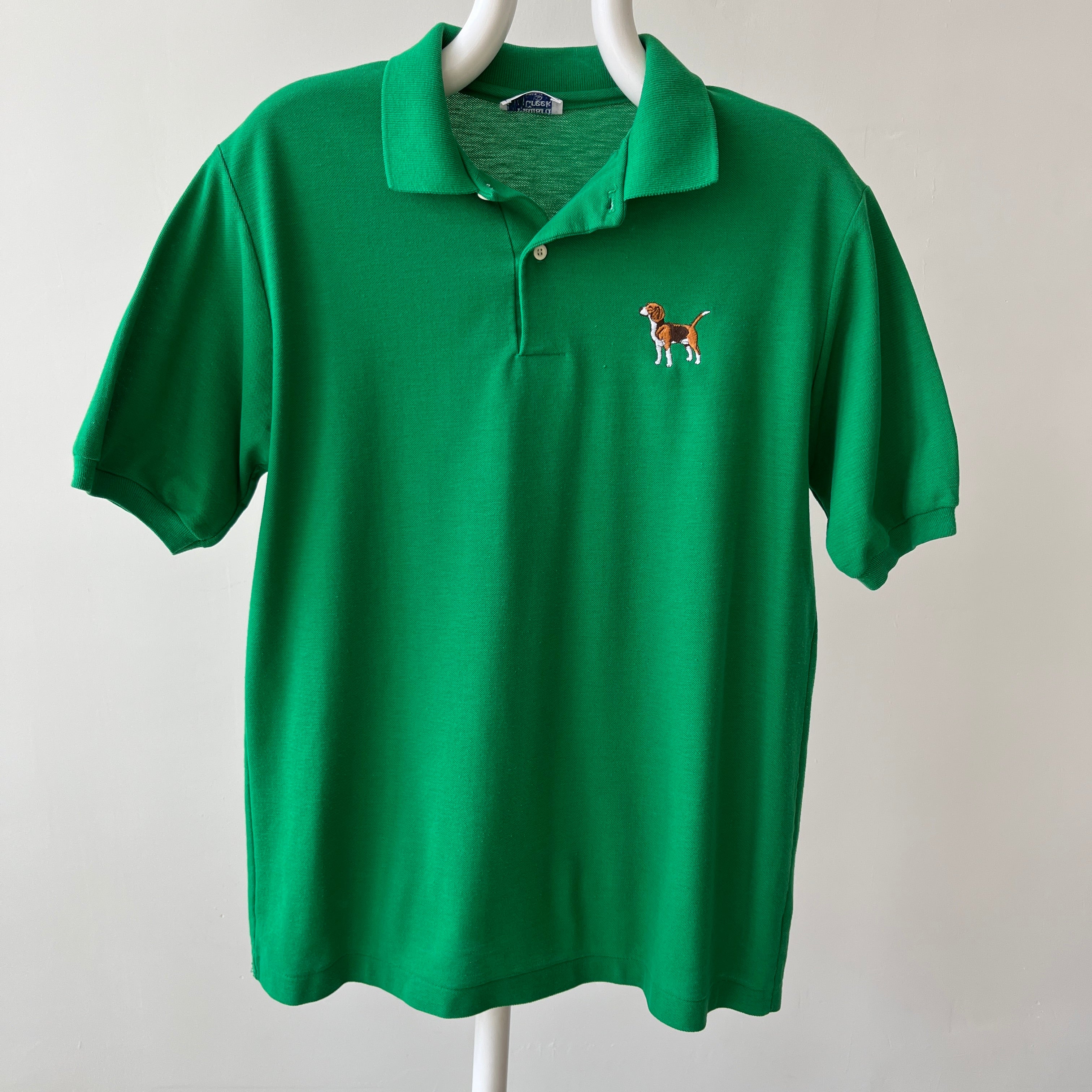 1980s Beagle Embroidered Polo Style Shirt