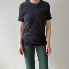 1980s Black Single Stitch Pocket T-Shirt