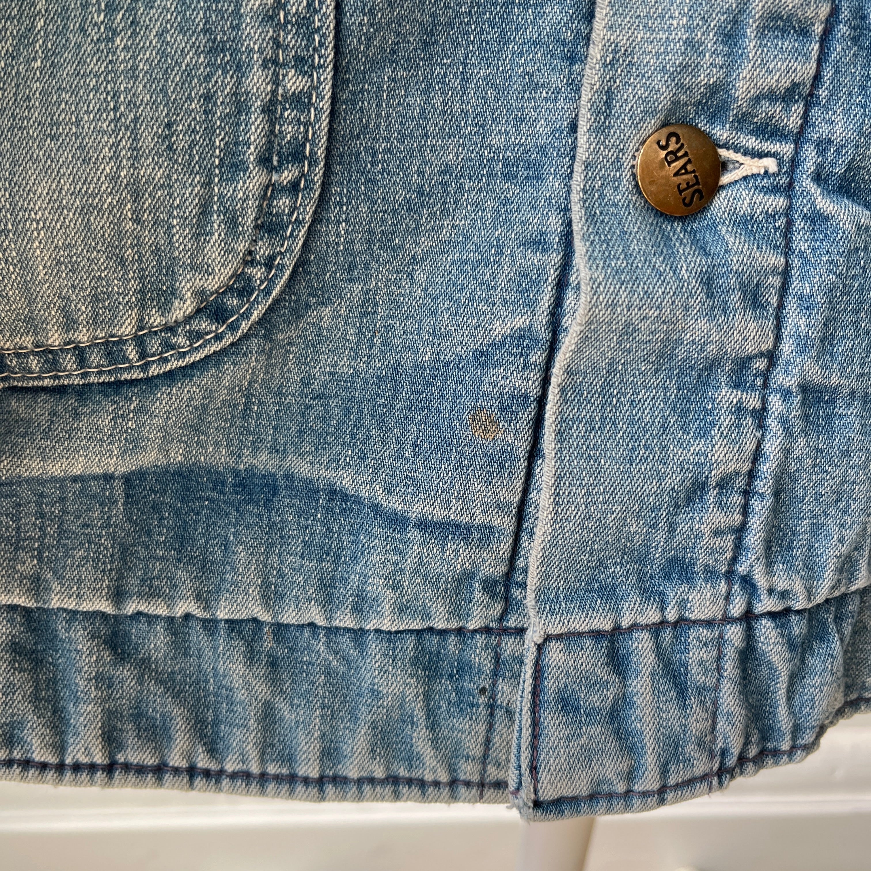 1970s Sears Blanket Lined Chore Coat - Mended Button Hotels - Beautiful