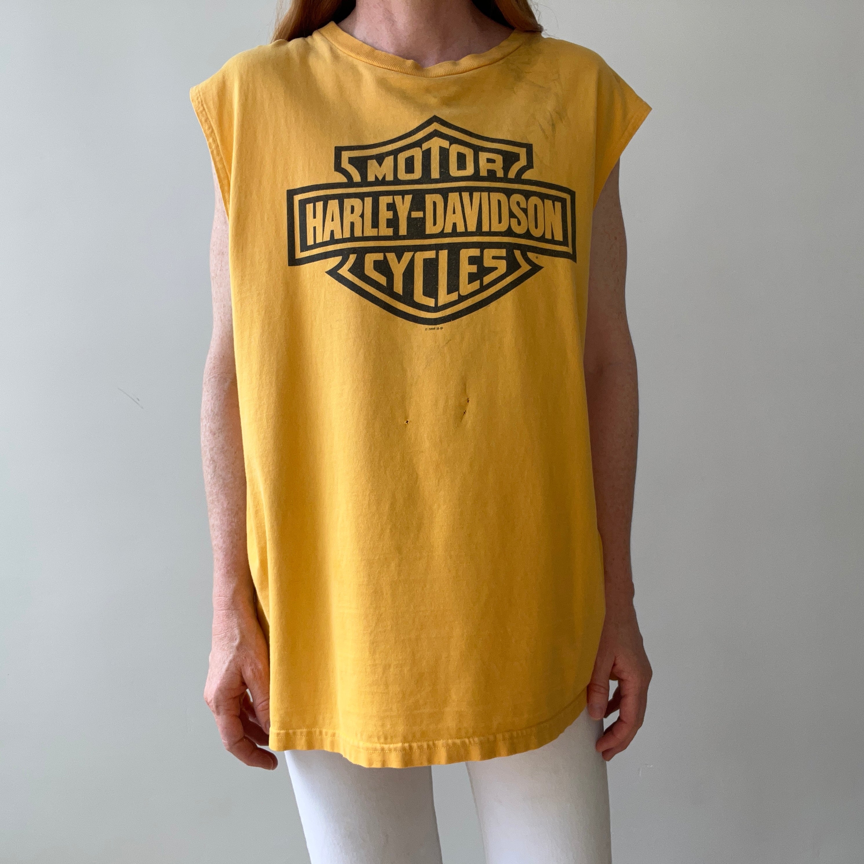 2005 Harley Davidson Cut Off Muscle Shirt - Thrashed with a Backside