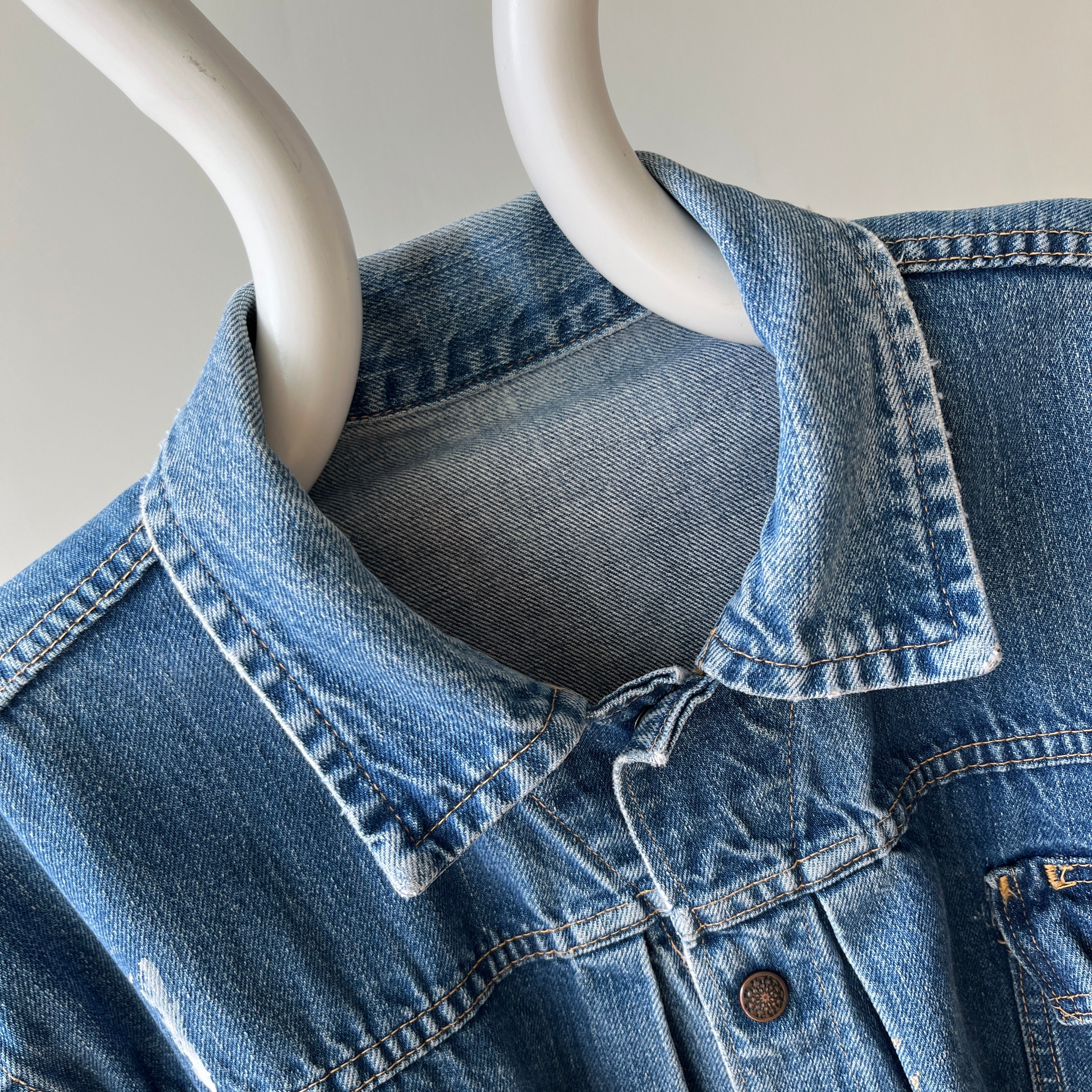 1970s Selvedge Paint Stained Type Two Style Denim Jean Jacket - WOAH
