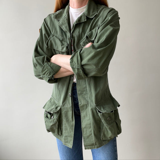 1982 Cotton Jungle Jacket with Slant Pockets and Patches - Lightweight