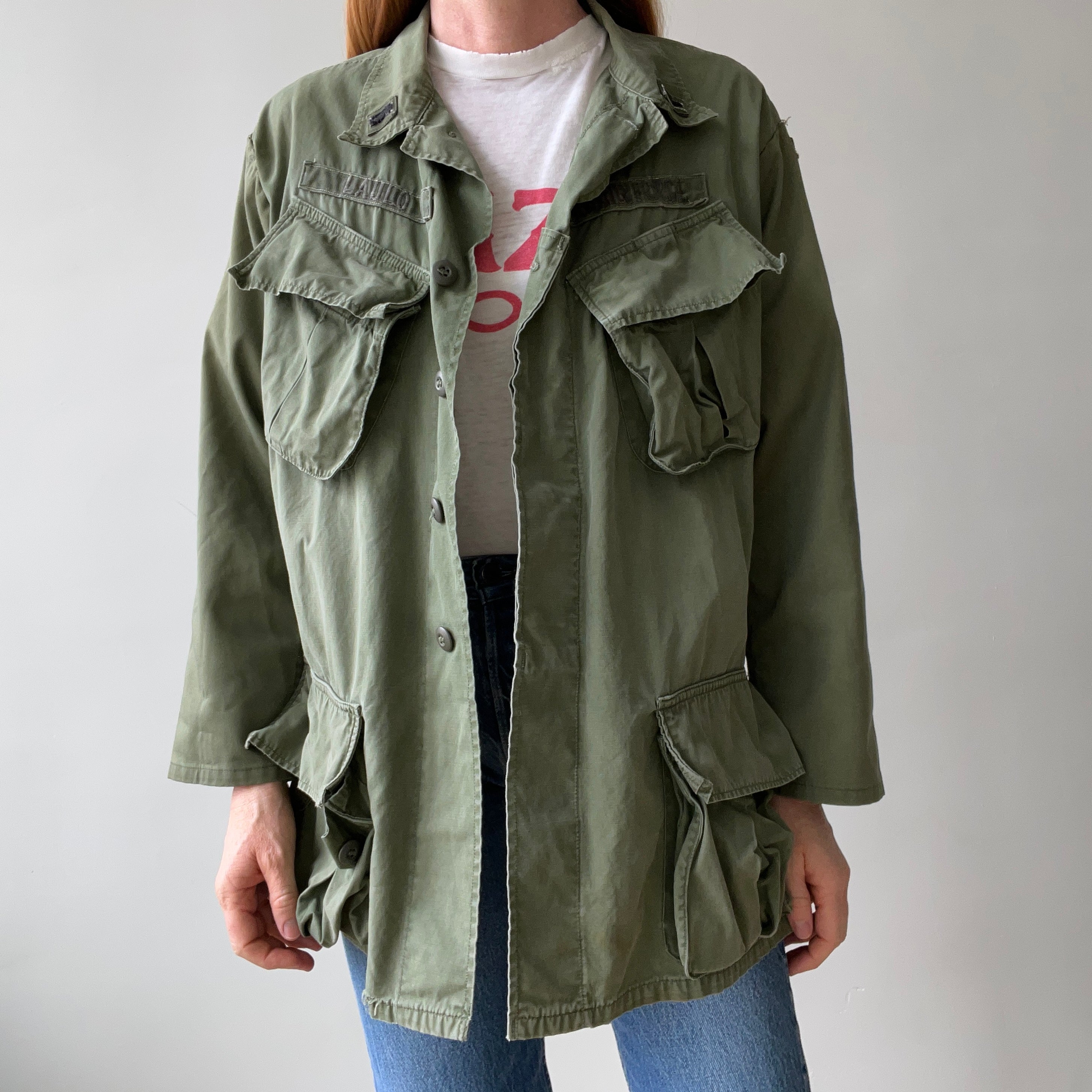 1970s Vietnam Jungle Jacket with Slanted Pockets and Redone Sleeves (Originals are still there)