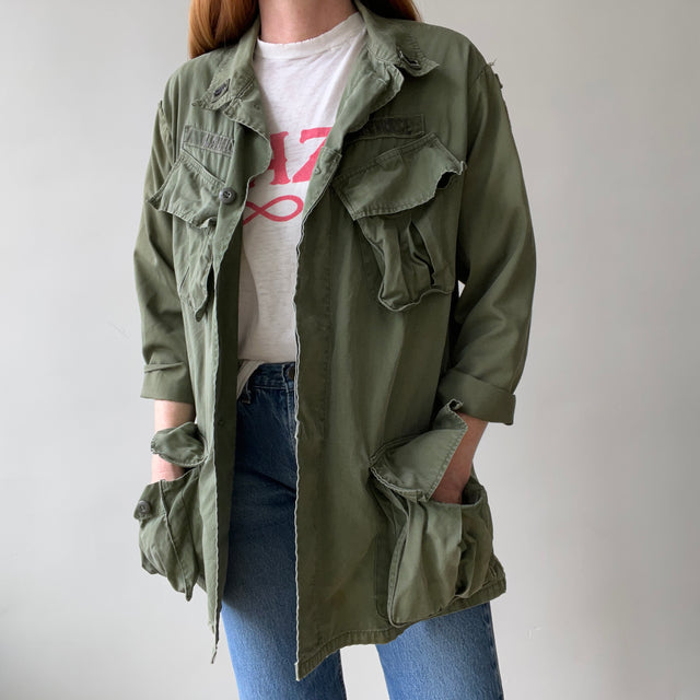 1970s Vietnam Jungle Jacket with Slanted Pockets and Redone Sleeves (Originals are still there)