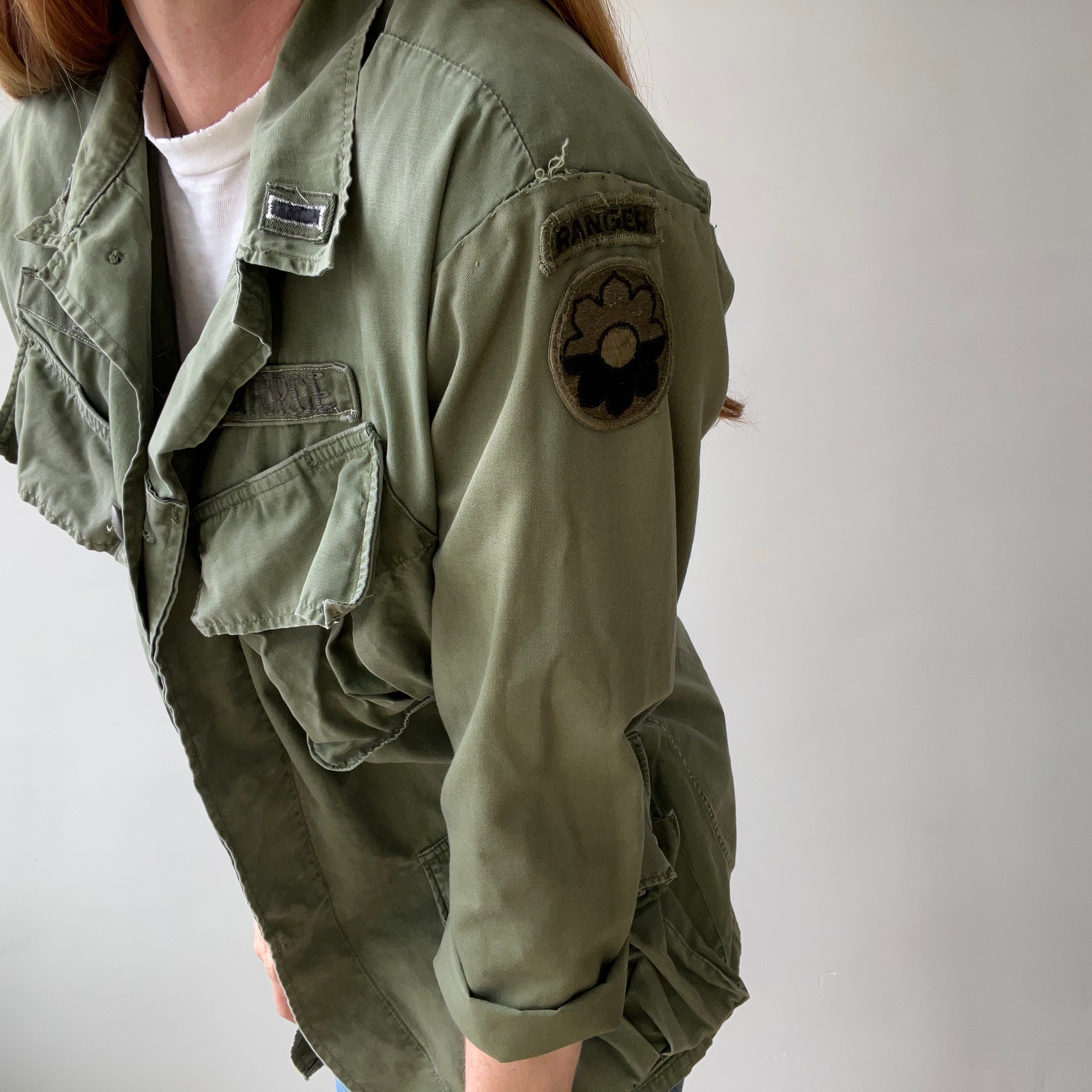 1970s Vietnam Jungle Jacket with Slanted Pockets and Redone Sleeves (Originals are still there)