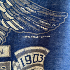 1982 Paper Thin Harley T Shirt Green Bay Wisconsin - GOLD