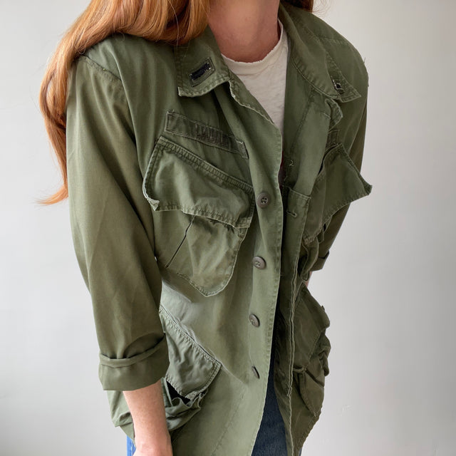 1970s Vietnam Jungle Jacket with Slanted Pockets and Redone Sleeves (Originals are still there)