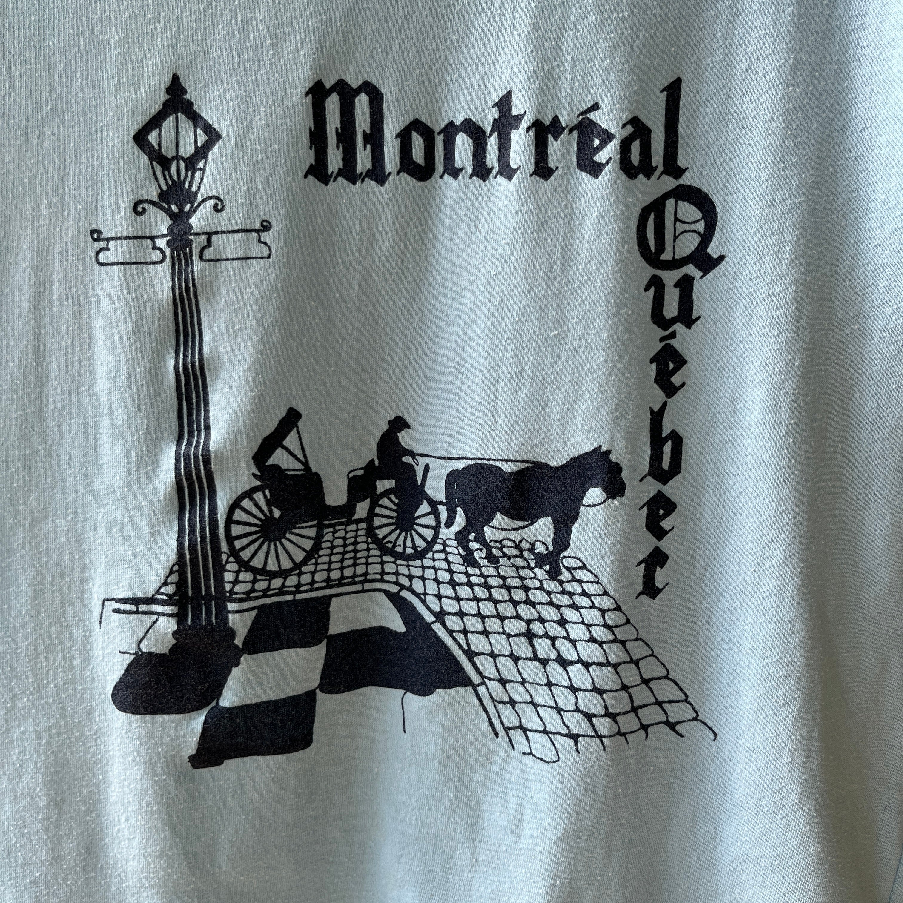 1970s Baby Blue Montreal Quebec Ringer T Shirt