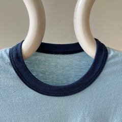 1970s Baby Blue Montreal Quebec Ringer T Shirt