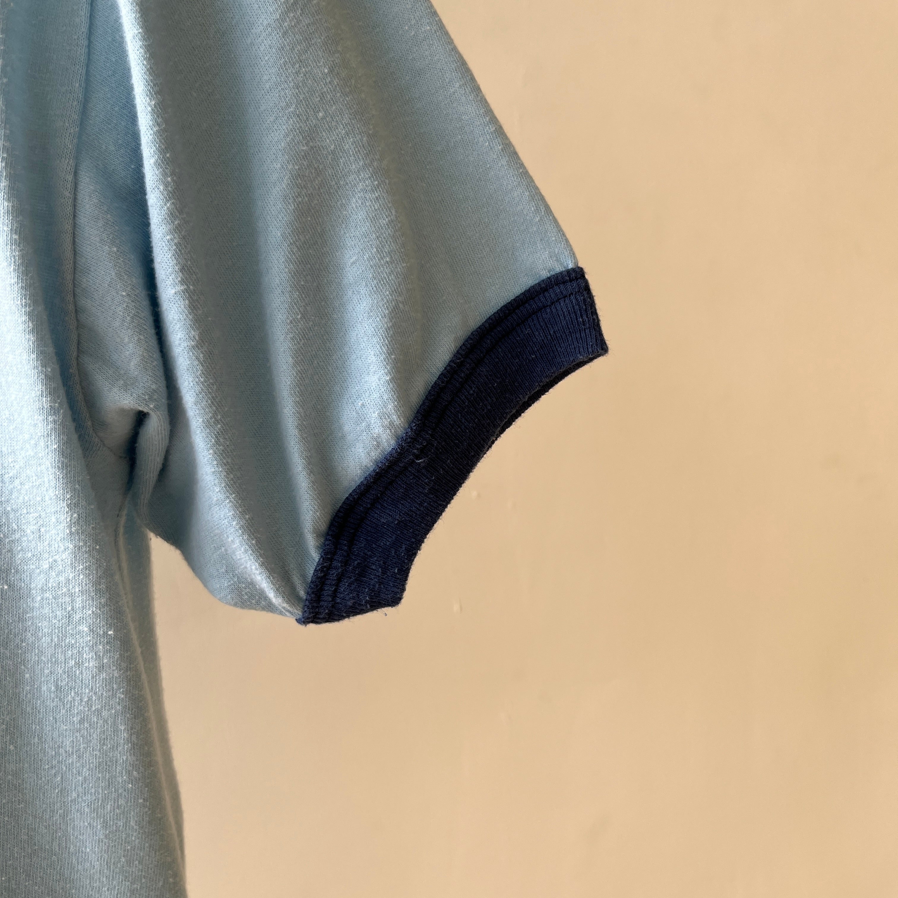 1970s Baby Blue Montreal Quebec Ringer T Shirt