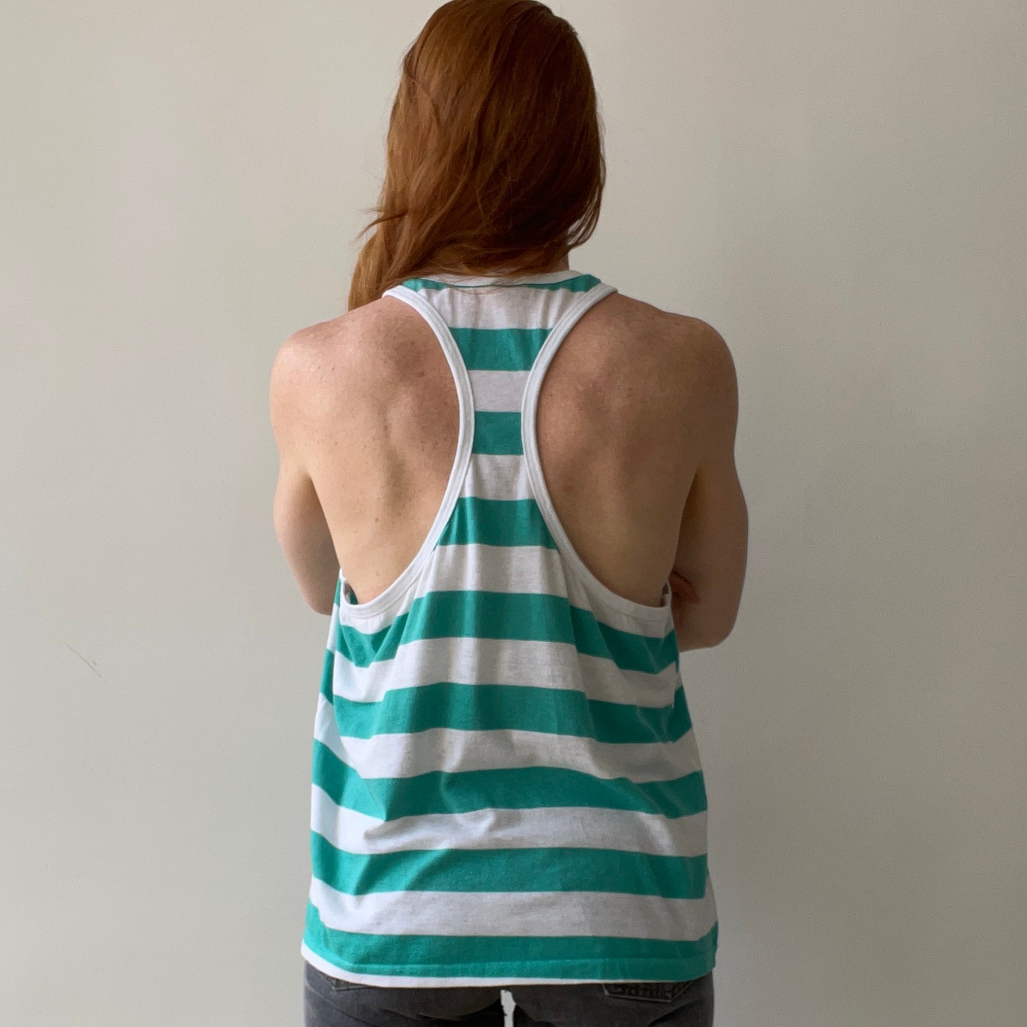 1970s Striped Racer Back Tank Top