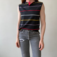 1980s Blank Striped Cut Off T-Shirt