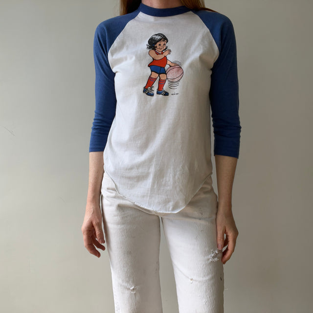 1970s "DEN" Basketball Graphic Baseball T-Shirt