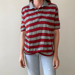 1980s Striped Polo Style T-Shirt